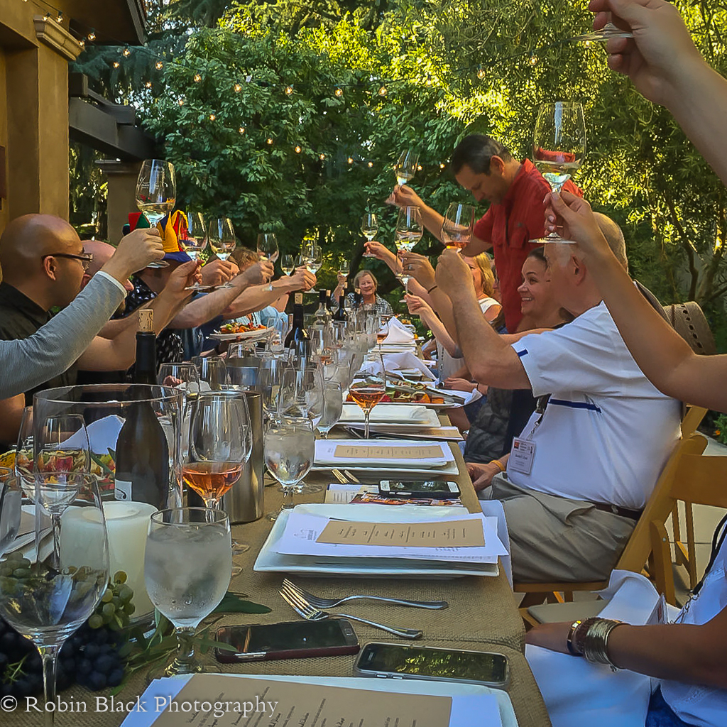 Toasting a great meal and a great first day in Lodi wine country